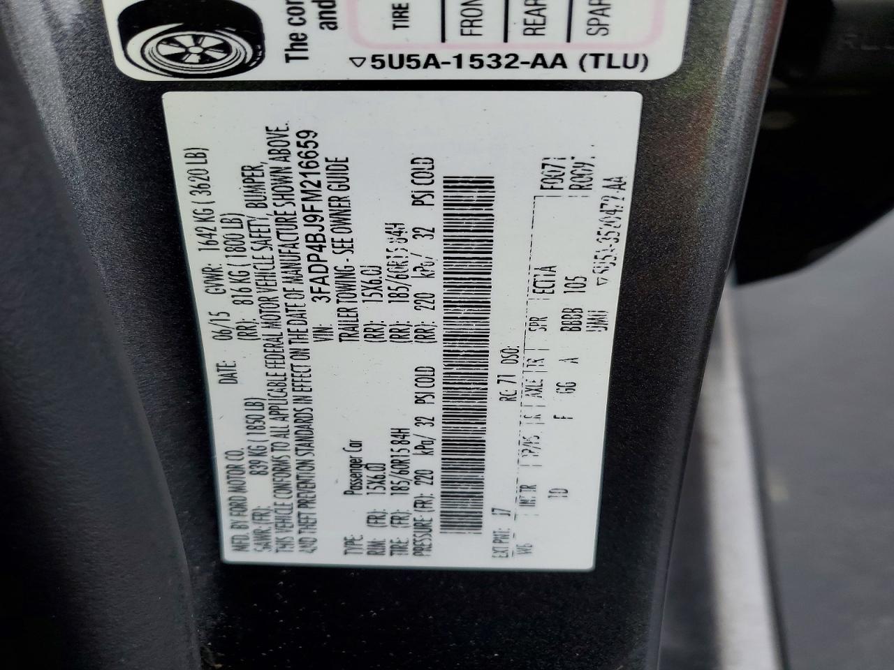 2015 FORD FIESTA SE photo 37