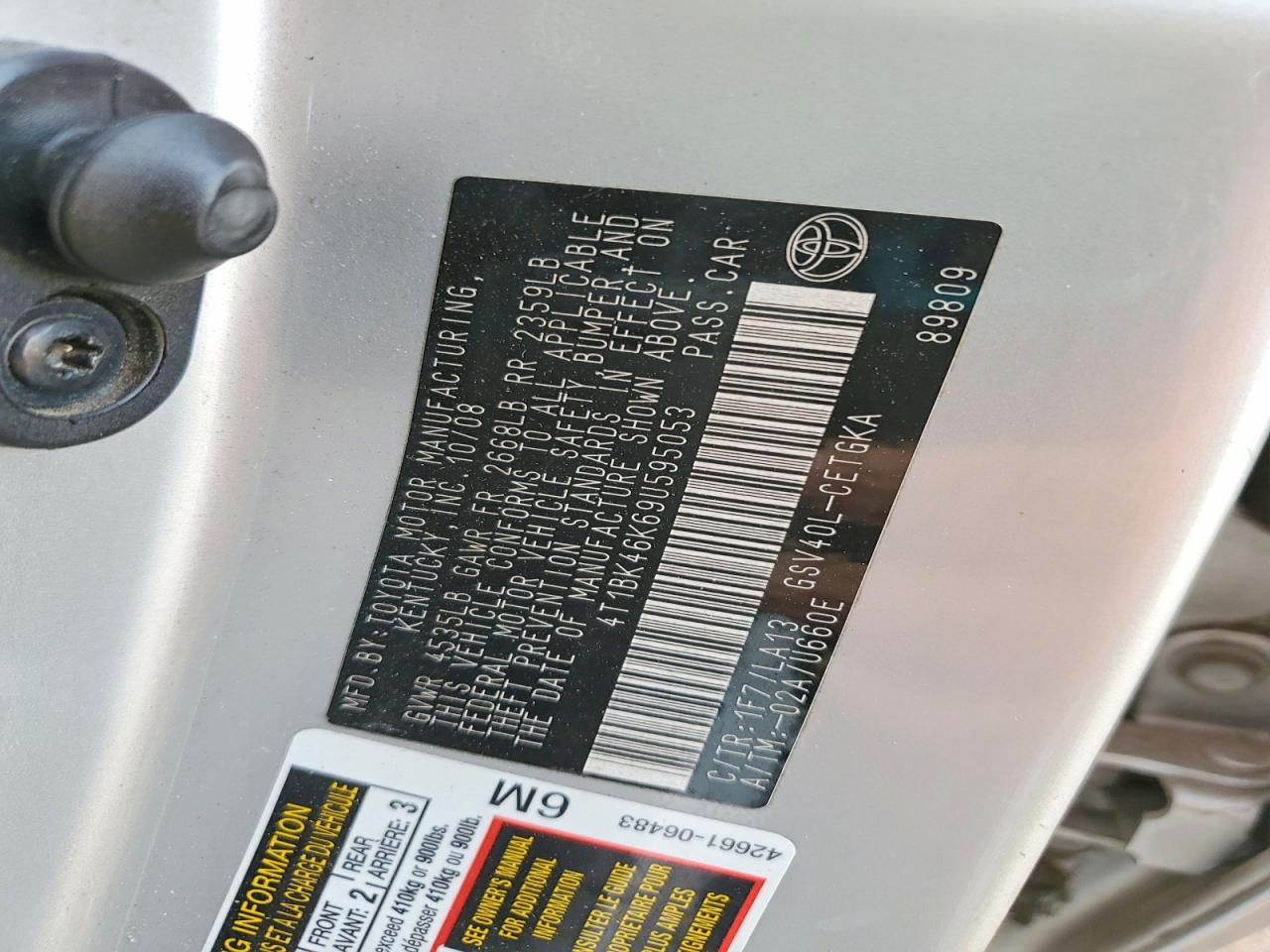 2009 TOYOTA CAMRY XLE V6 photo 25
