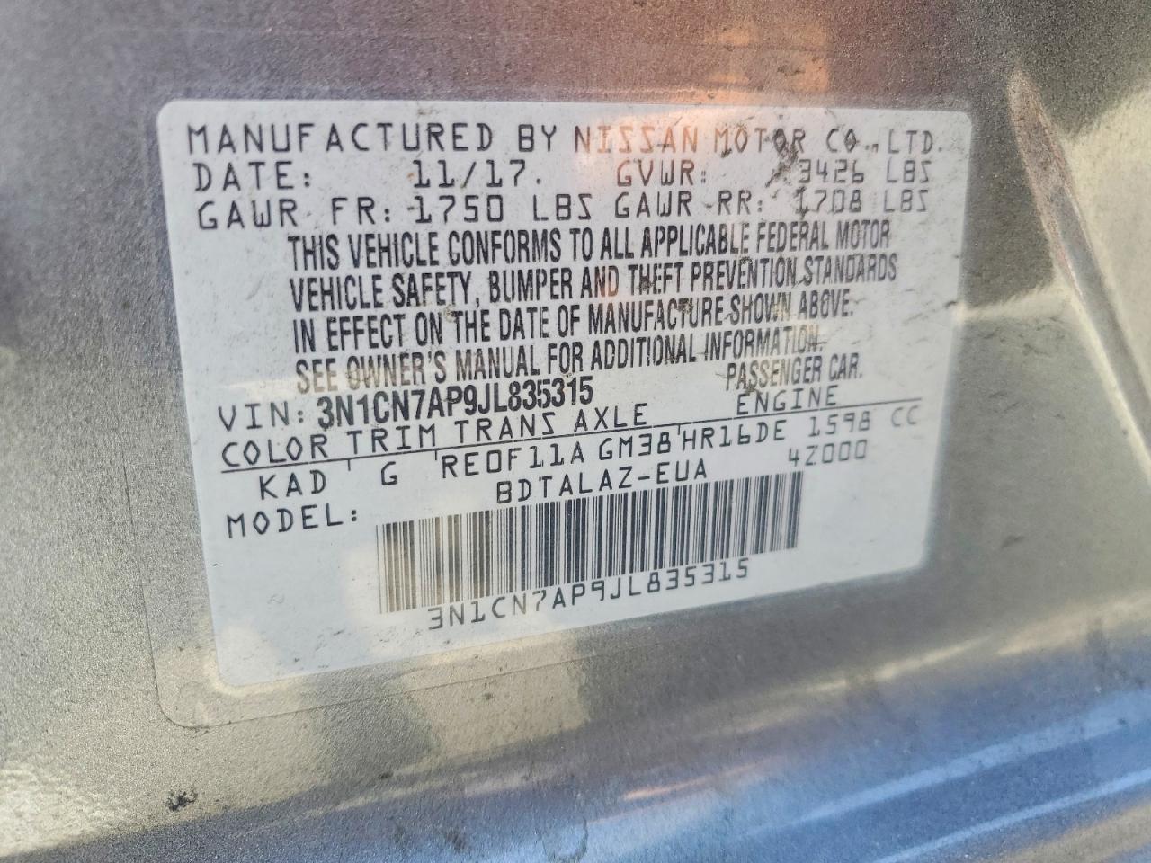 2018 NISSAN VERSA S PLUS photo 34