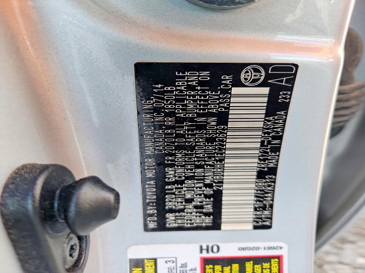 2014 TOYOTA COROLLA S PLUS photo 23