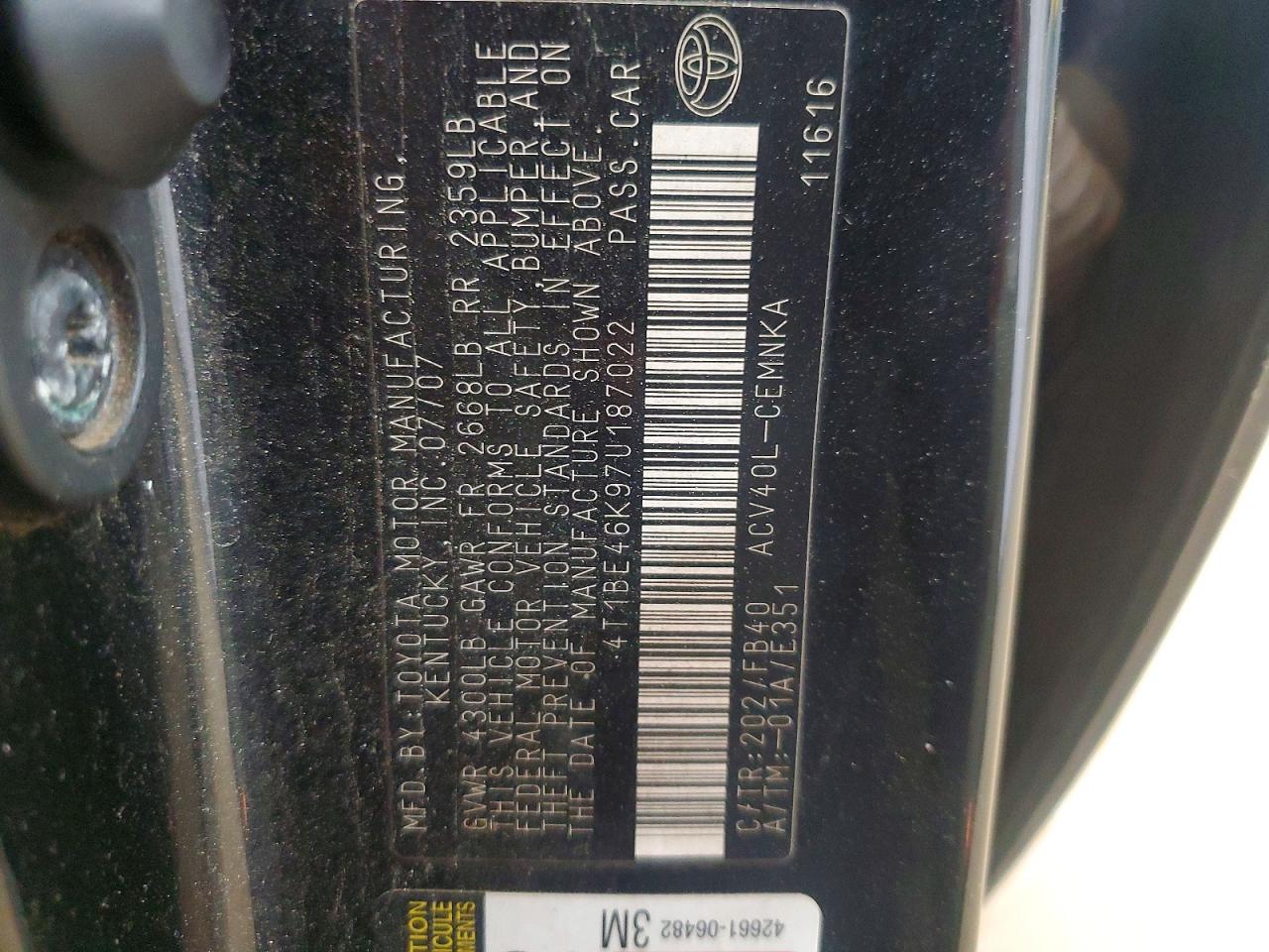 2007 TOYOTA CAMRY CE photo 25