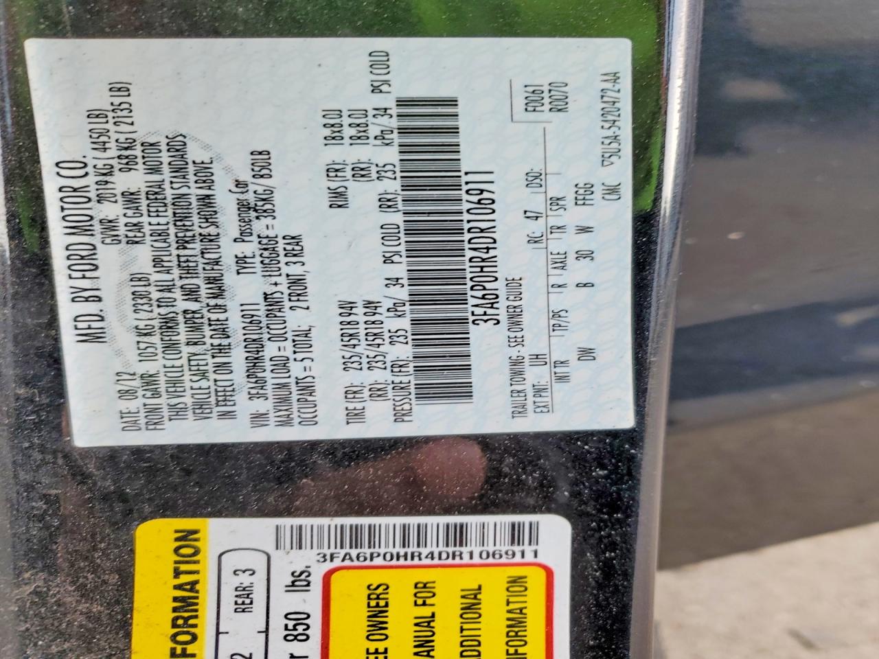 2013 FORD FUSION SE photo 12