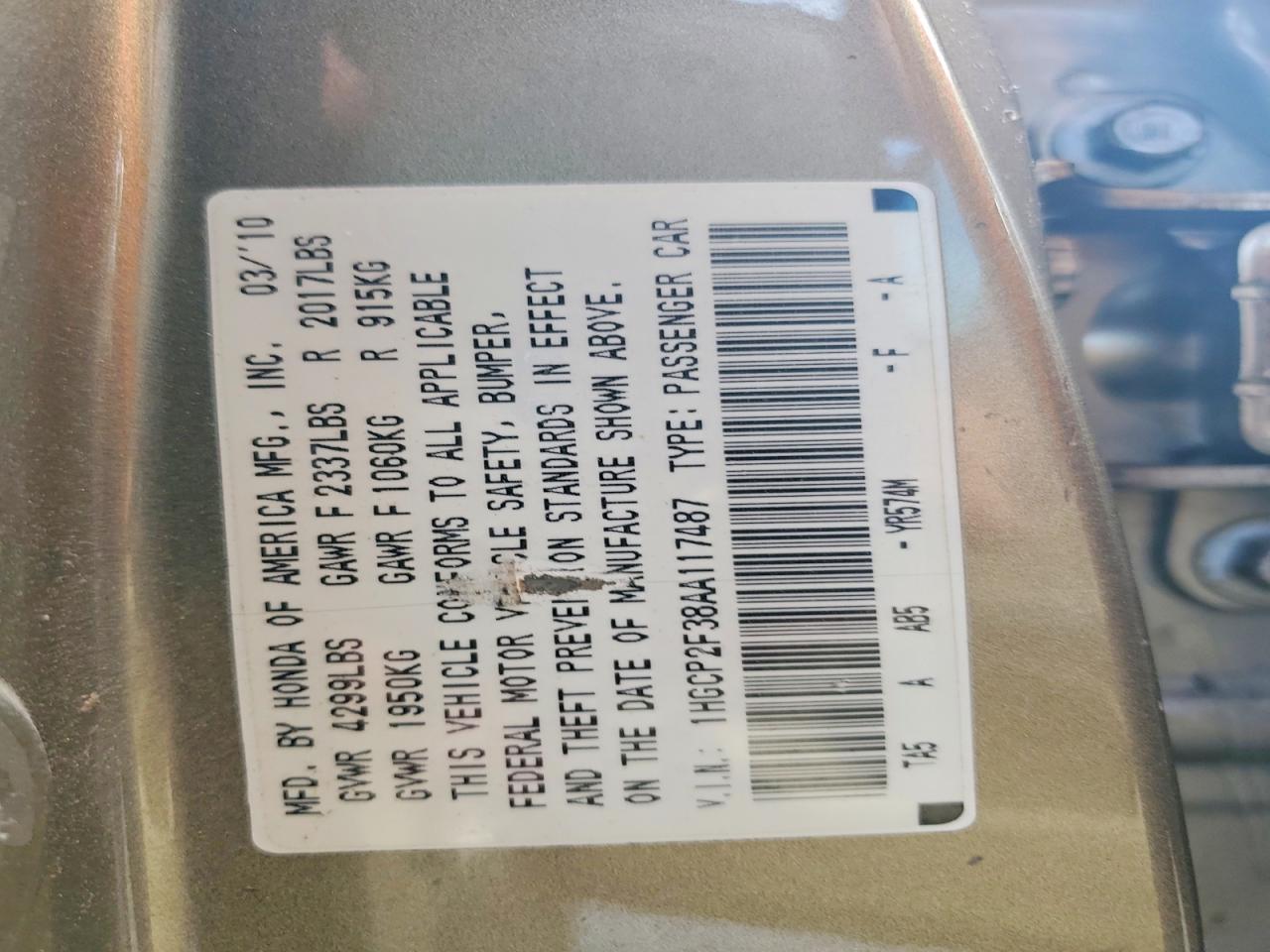 2010 HONDA ACCORD LX photo 34