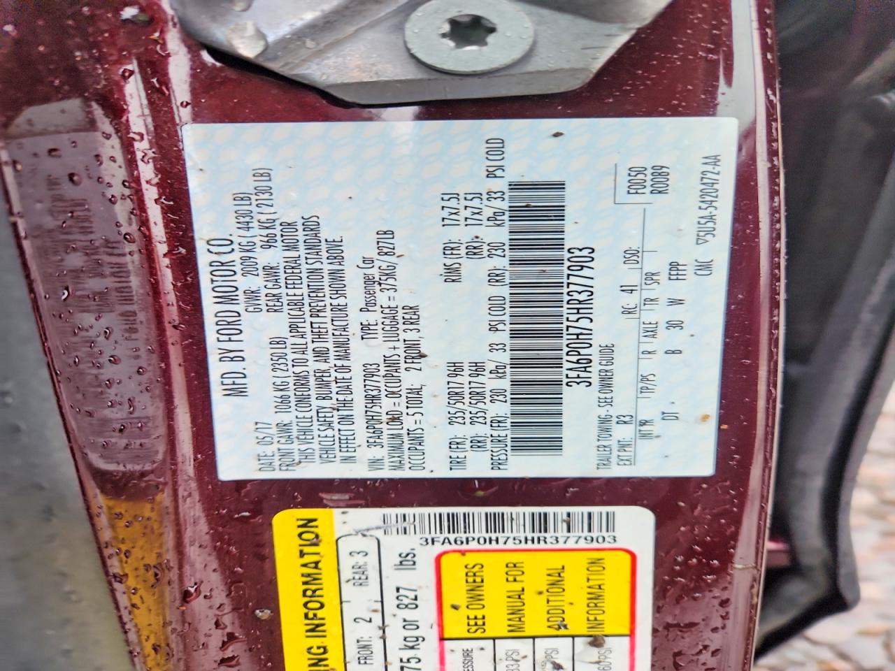 2017 FORD FUSION SE photo 23