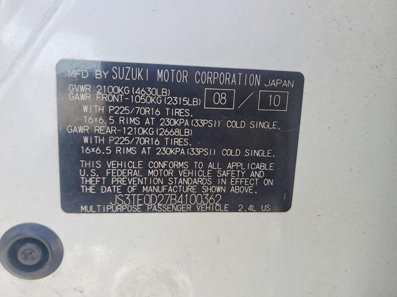 2011 SUZUKI GRAND VITARA PREMIUM photo 23