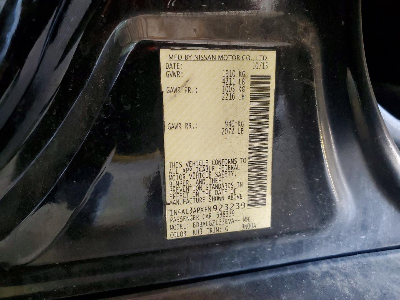 2015 NISSAN ALTIMA 2.5 S photo 23