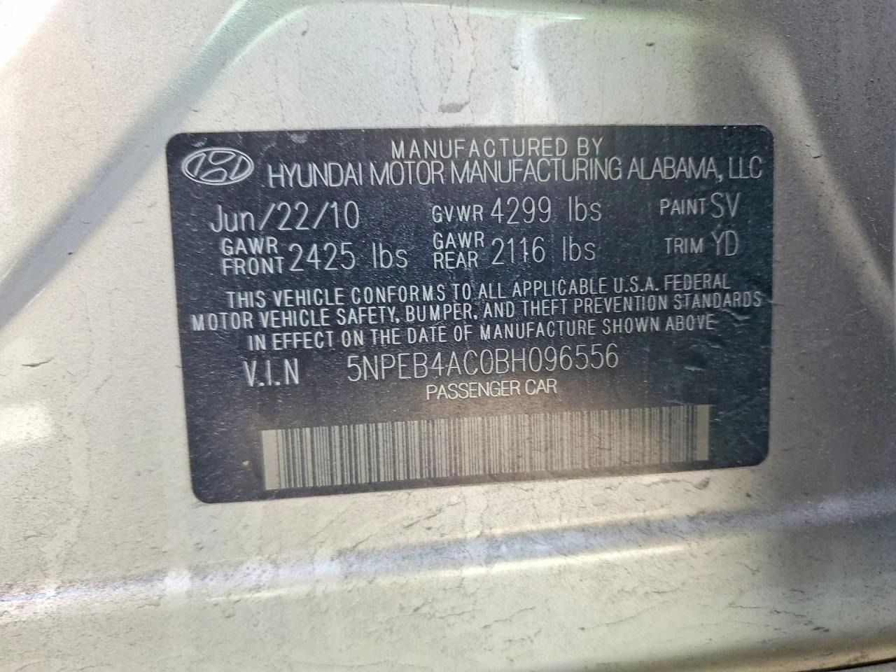 2011 HYUNDAI SONATA GLS photo 23
