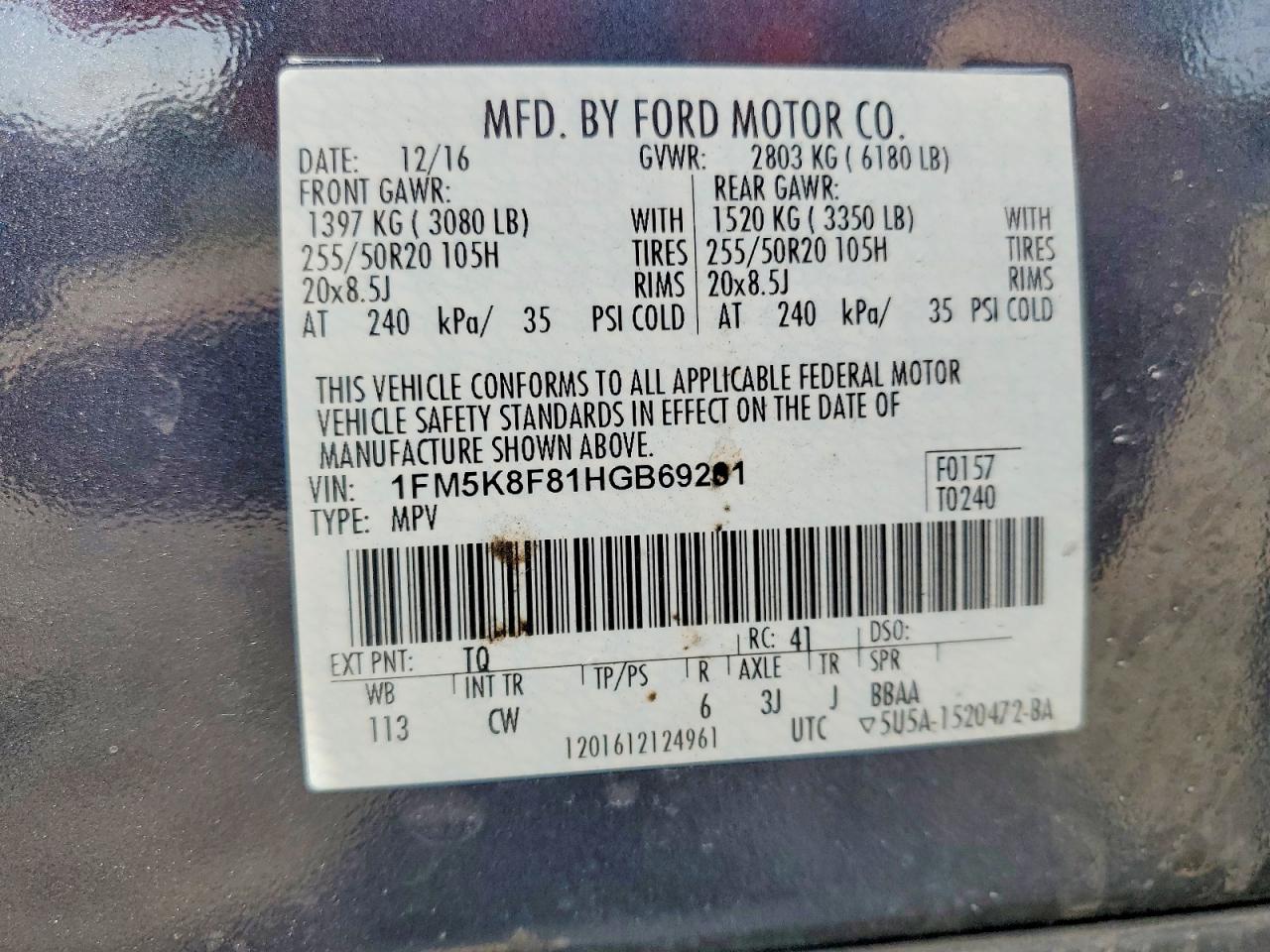 2017 FORD EXPLORER LIMITED photo 25