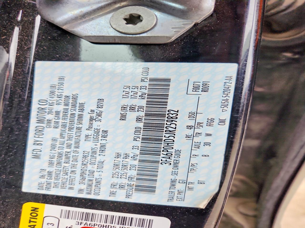 2018 FORD FUSION SE photo 23