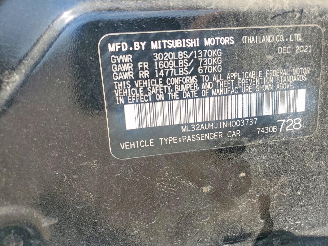 2022 MITSUBISHI MIRAGE ES photo 23
