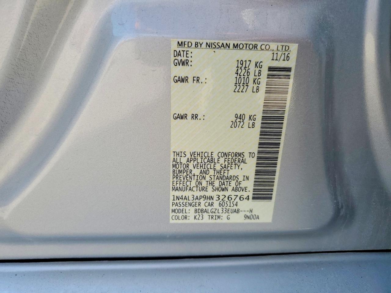 2017 NISSAN ALTIMA 2.5 S photo 23