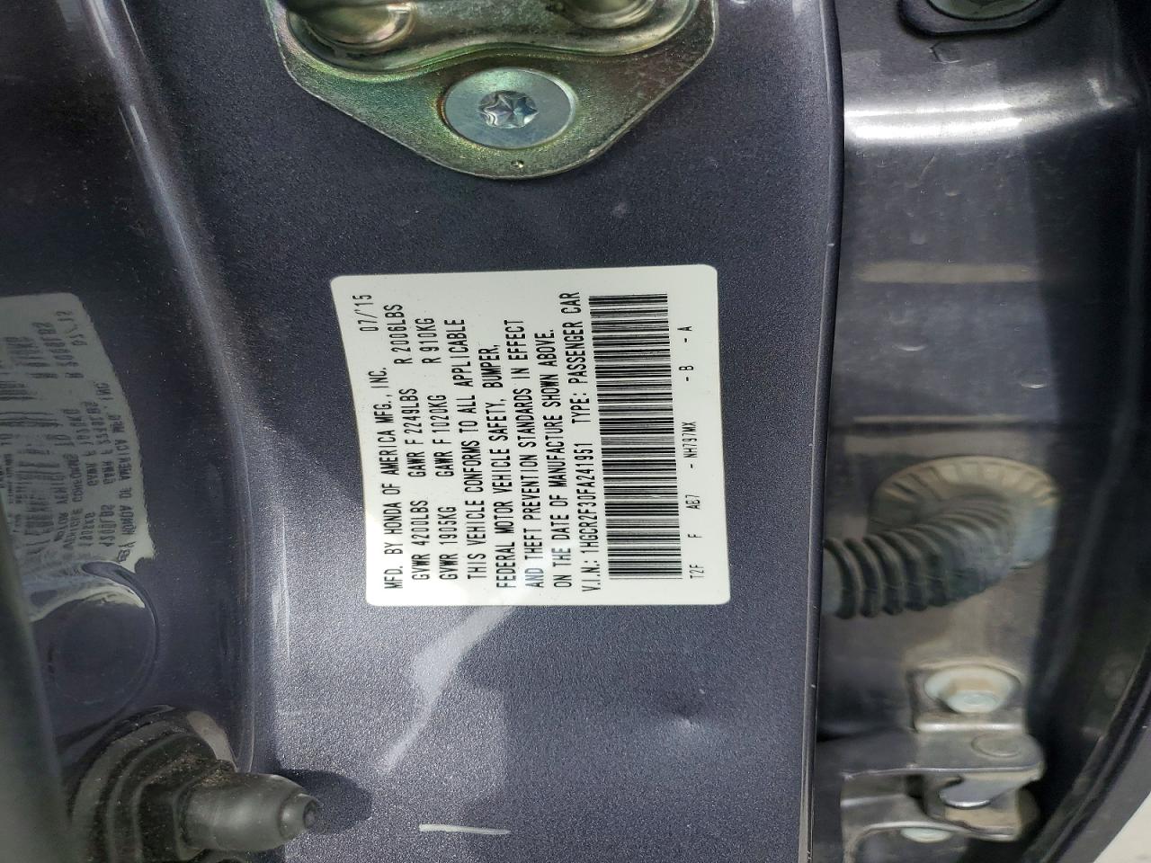 2015 HONDA ACCORD LX photo 23