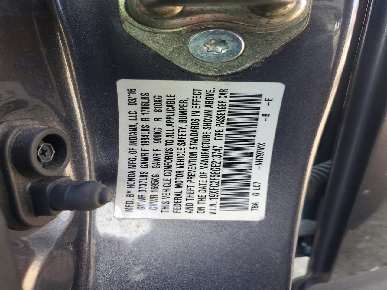2016 HONDA CIVIC LX photo 34