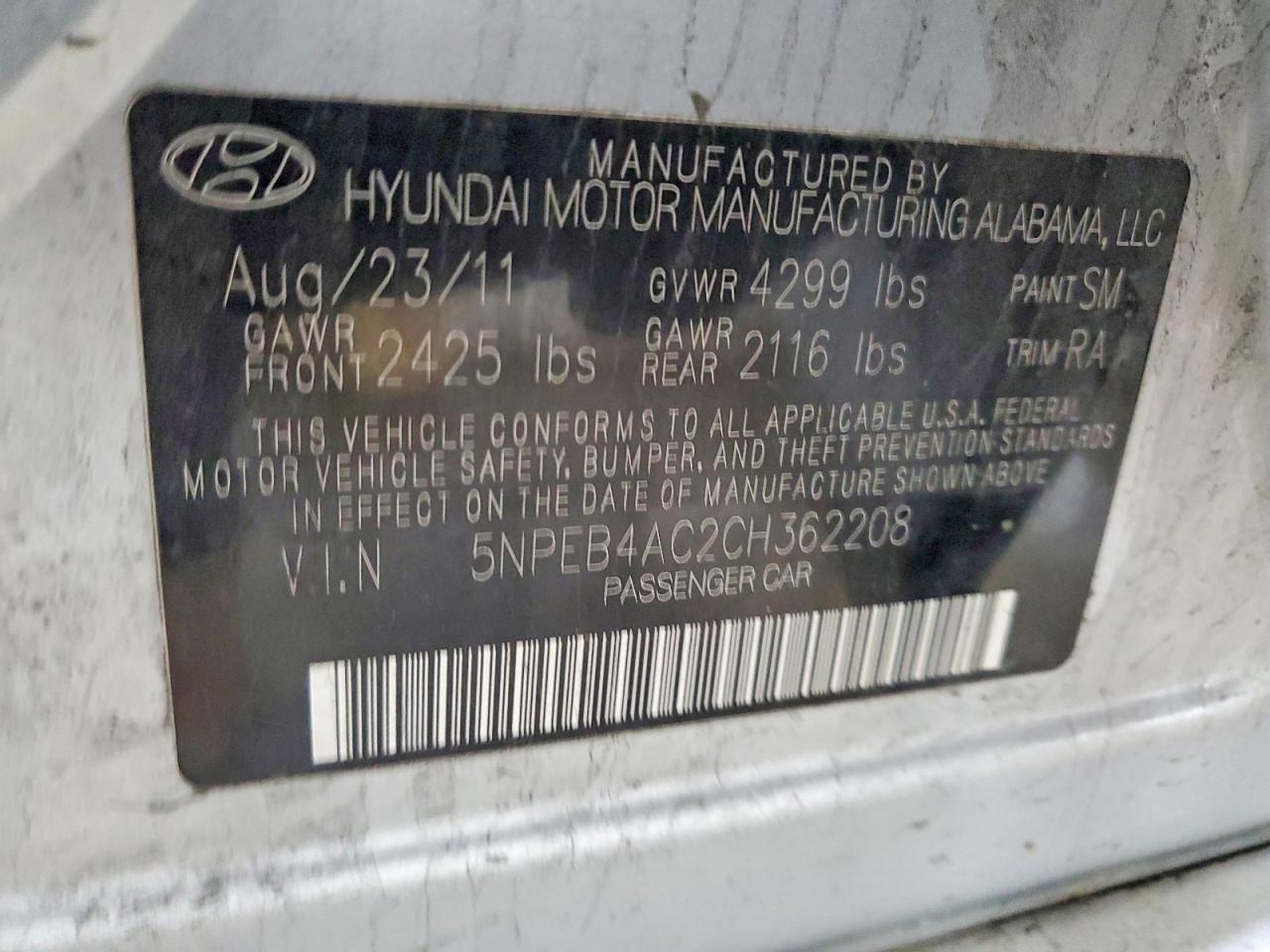 2012 HYUNDAI SONATA GLS photo 34
