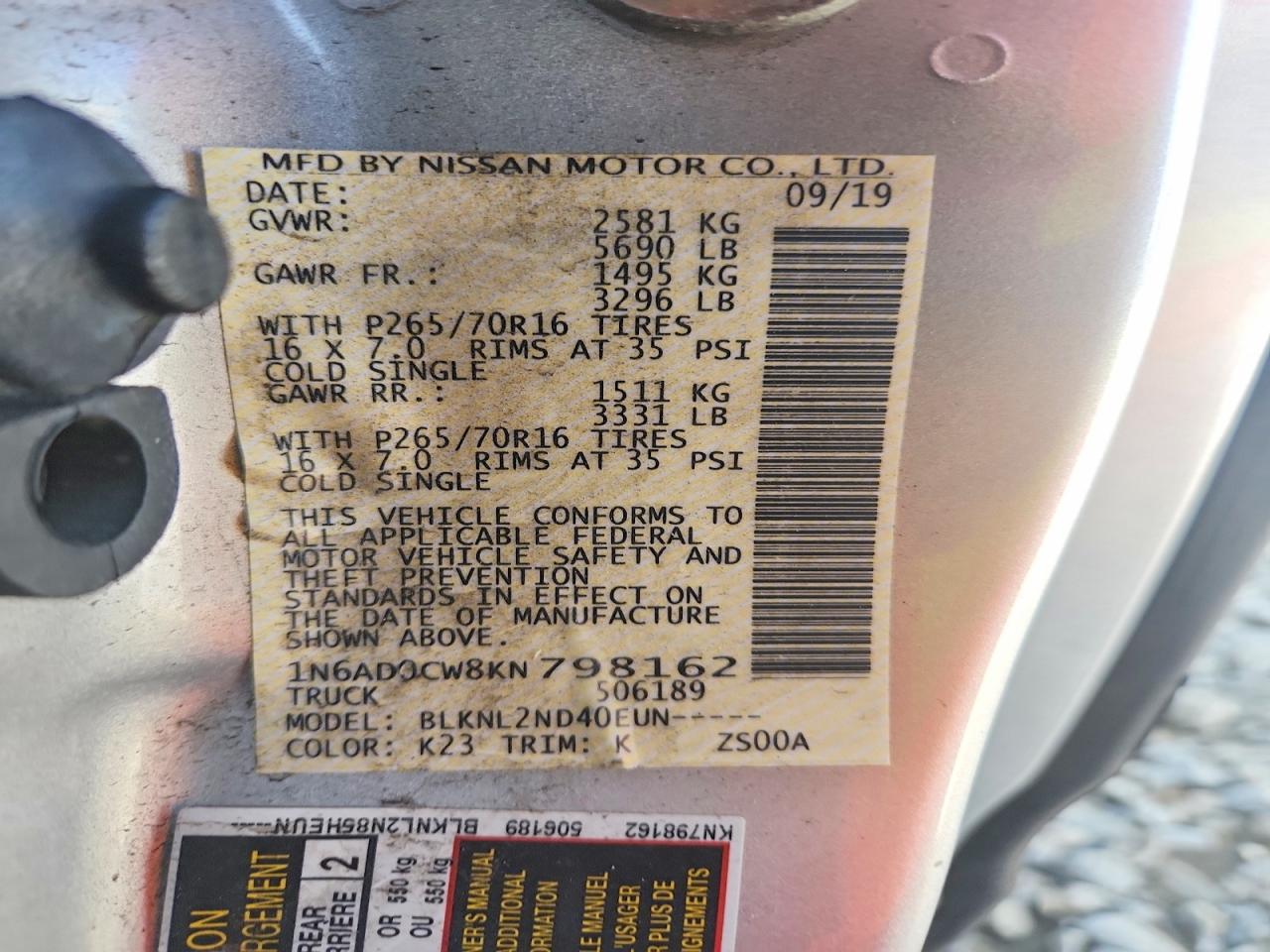 2019 NISSAN FRONTIER SV V6 photo 23