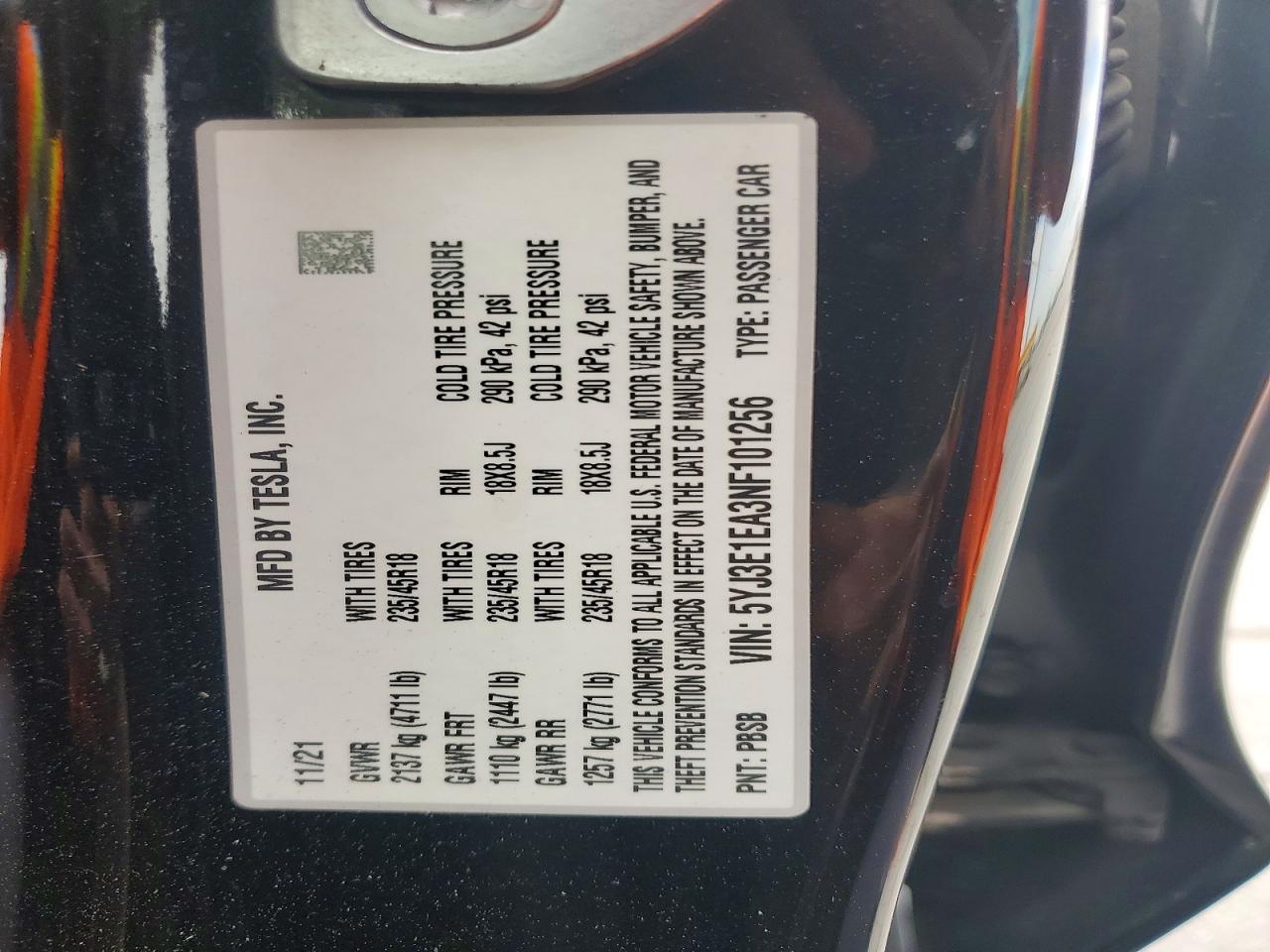 2022 TESLA MODEL 3 photo 23