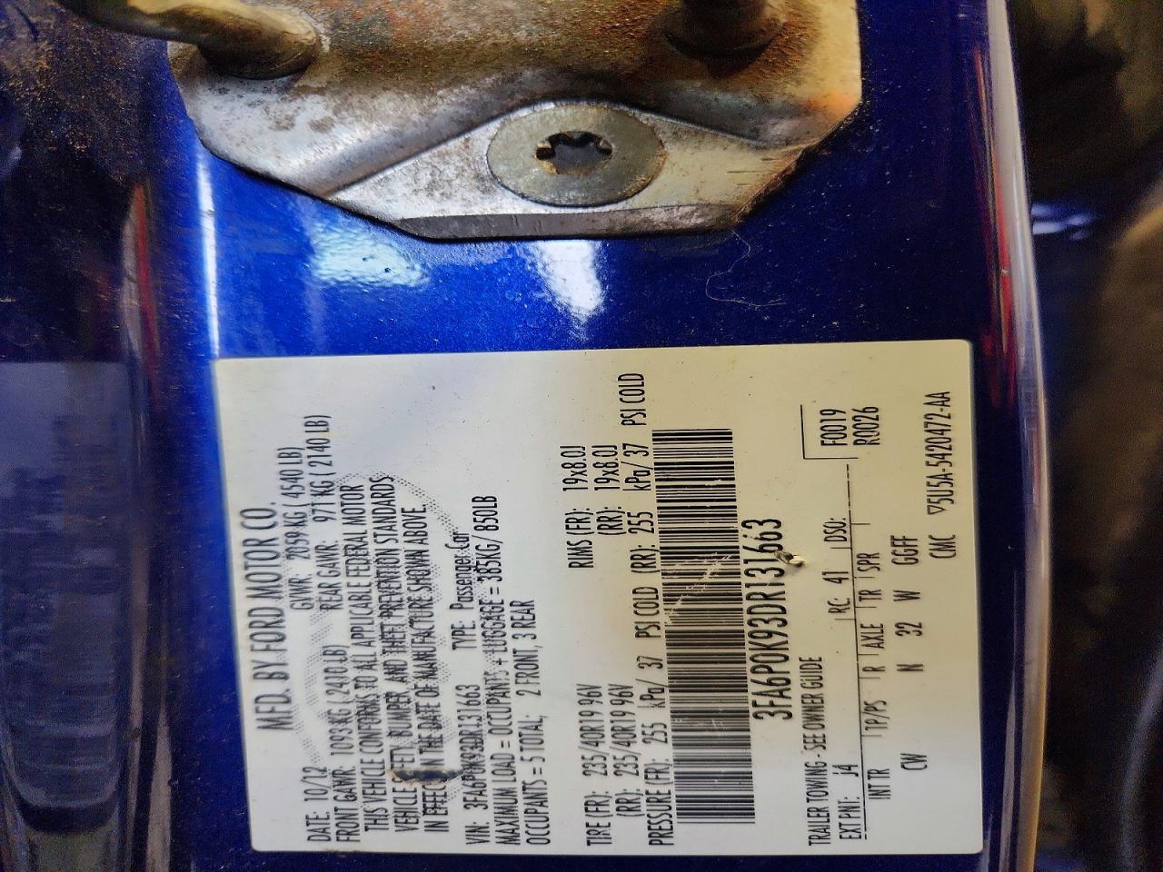 2013 FORD FUSION TITANIUM photo 12
