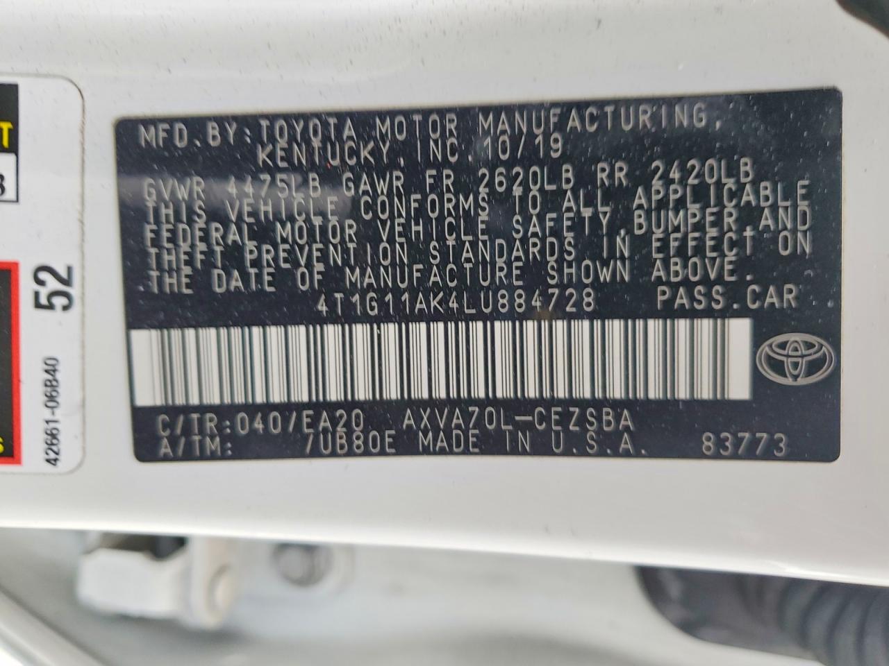 2020 TOYOTA CAMRY SE photo 34