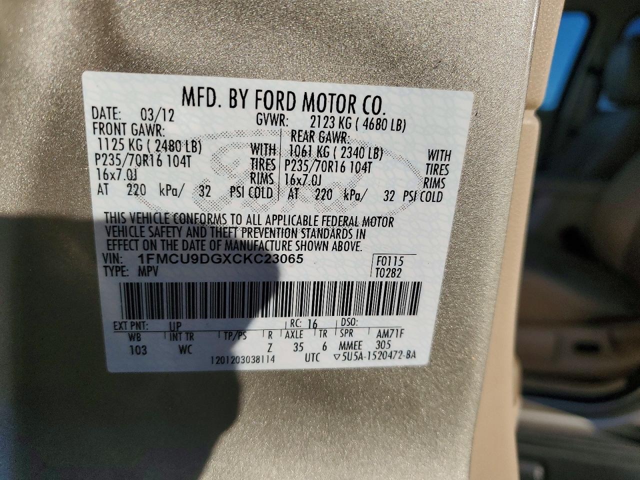2012 FORD ESCAPE XLT photo 40
