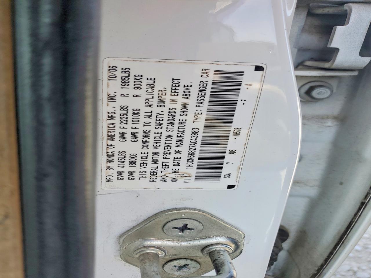 2007 HONDA ACCORD photo 34