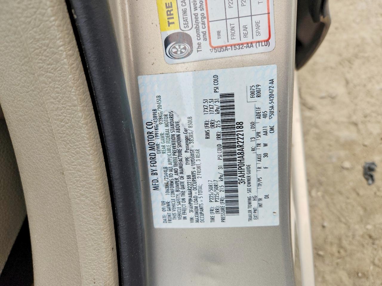 2010 FORD FUSION SE photo 34