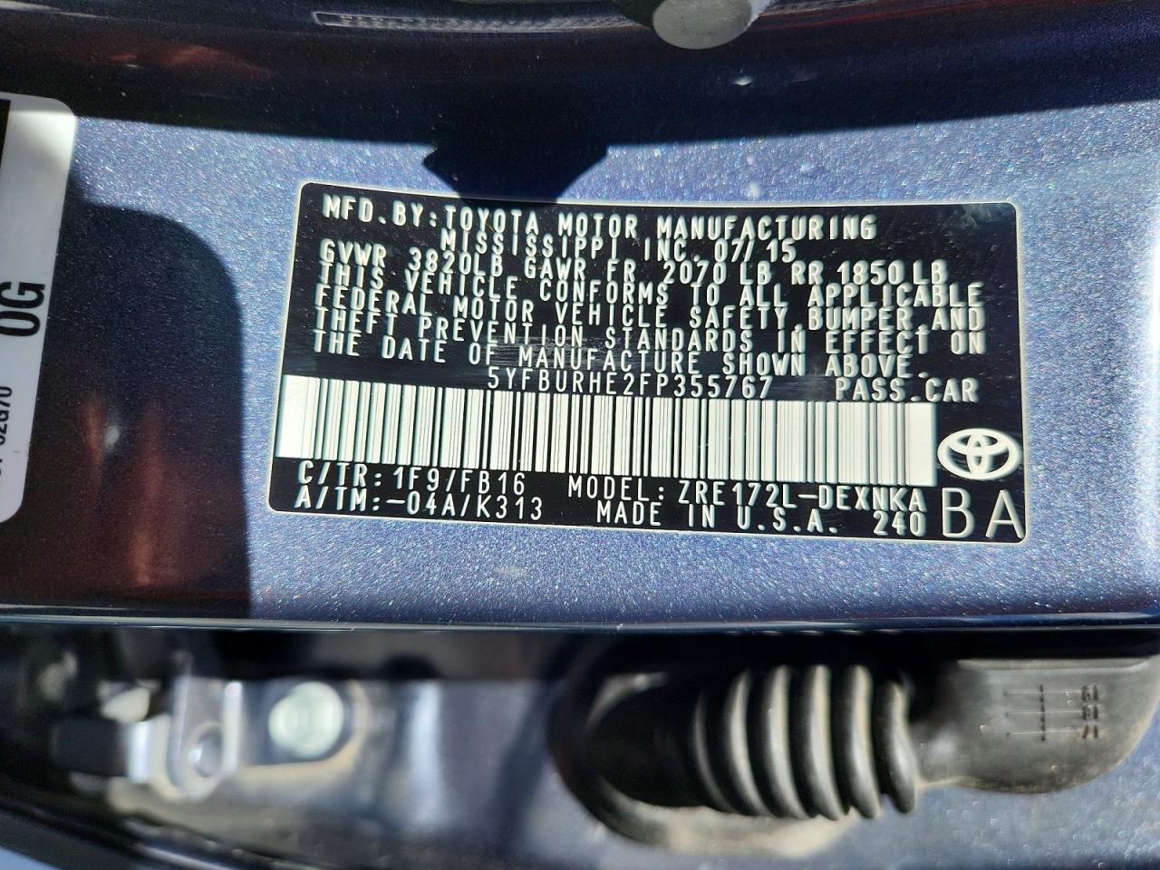 2015 TOYOTA COROLLA LE PLUS photo 12