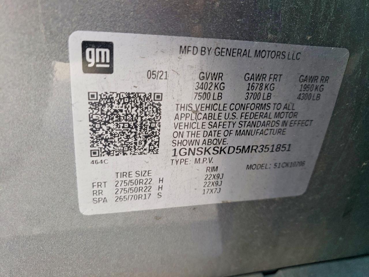 2021 CHEVROLET TAHOE K1500 PREMIER photo 25