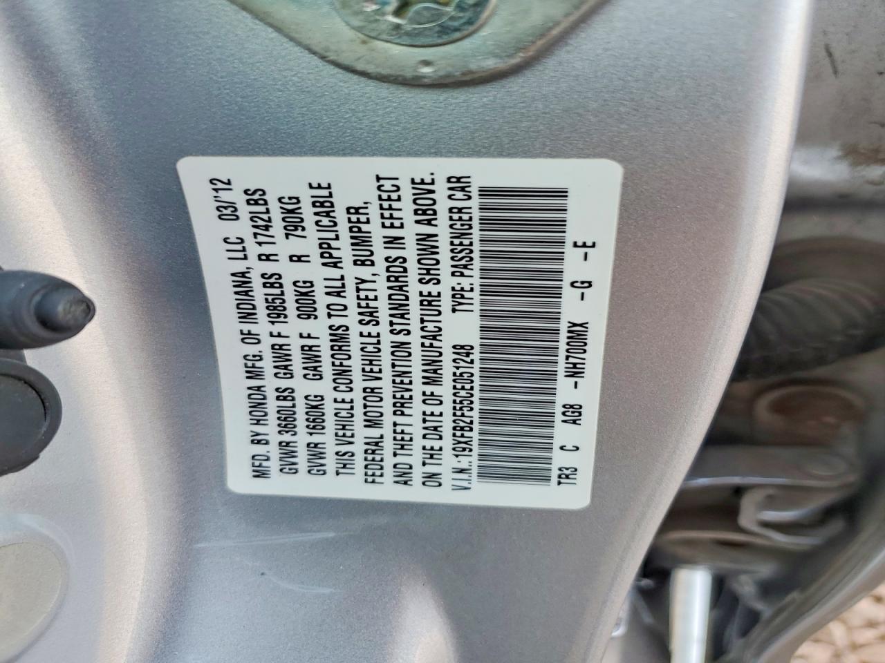 2012 HONDA CIVIC LX photo 23