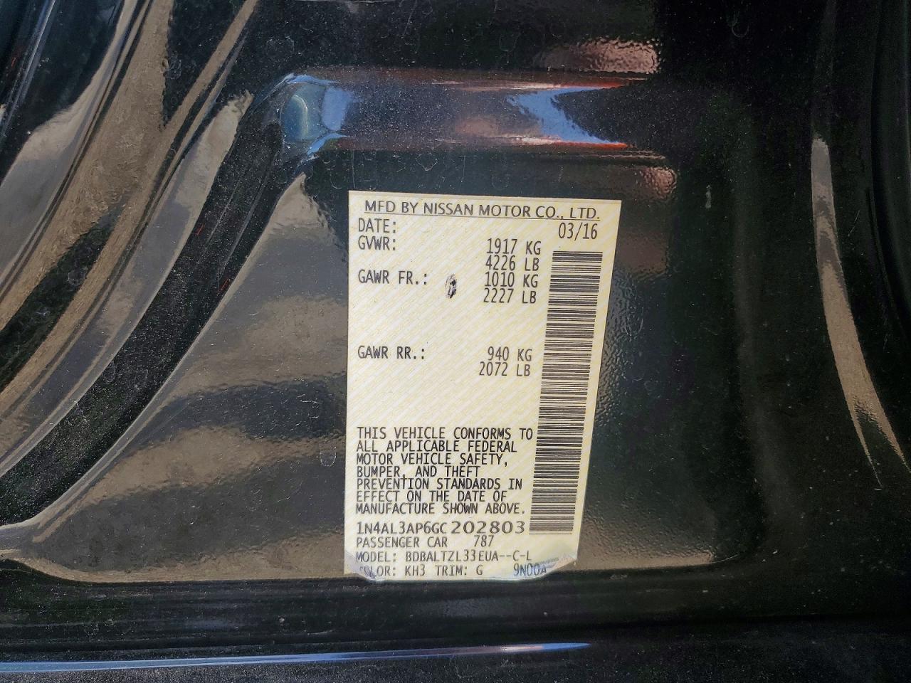 2016 NISSAN ALTIMA 2.5 SL photo 12