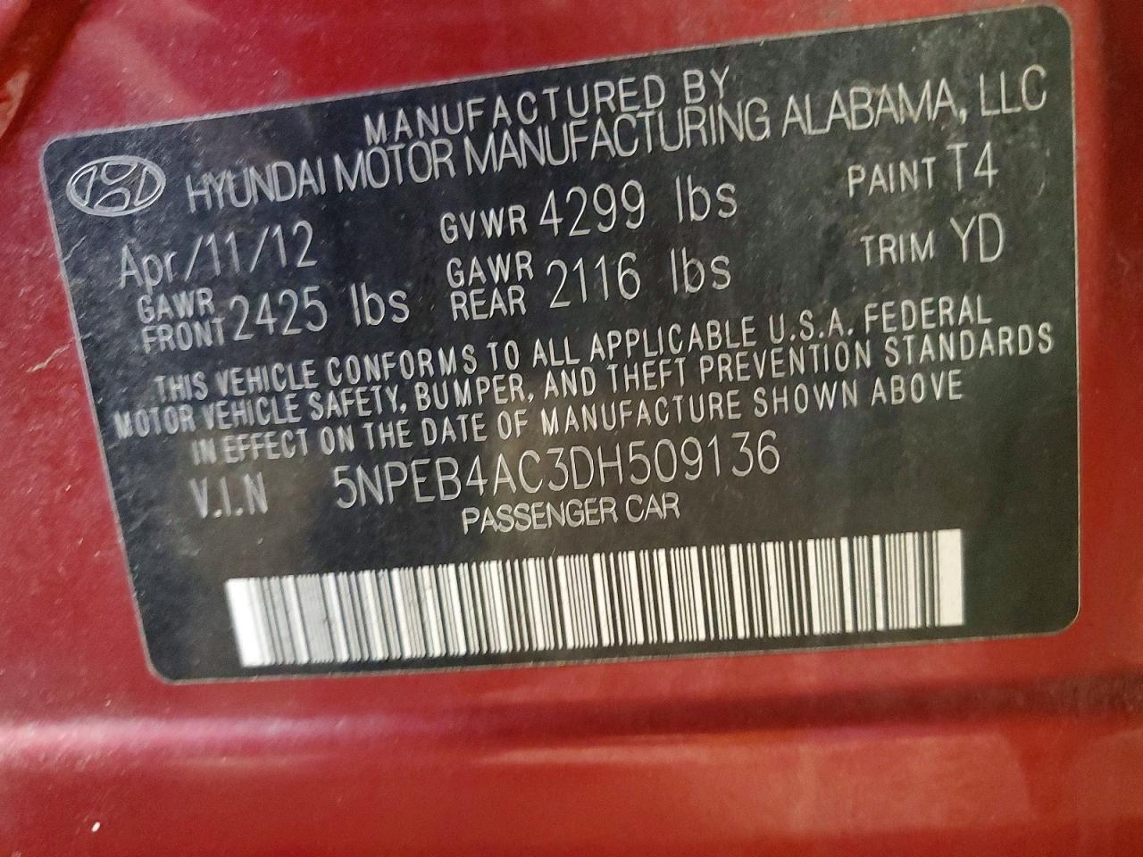 2013 HYUNDAI SONATA GLS photo 13