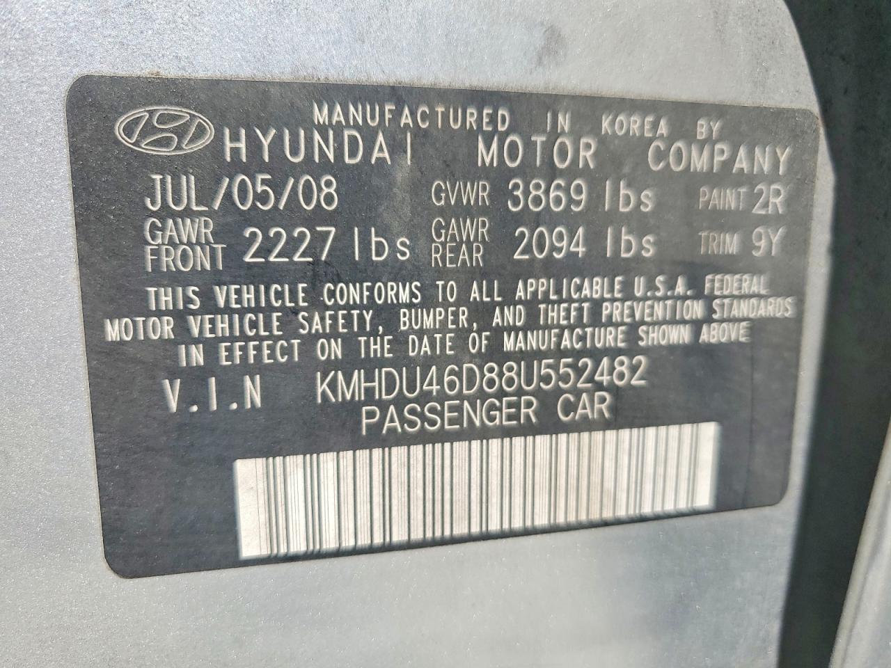 2008 HYUNDAI ELANTRA GLS photo 25