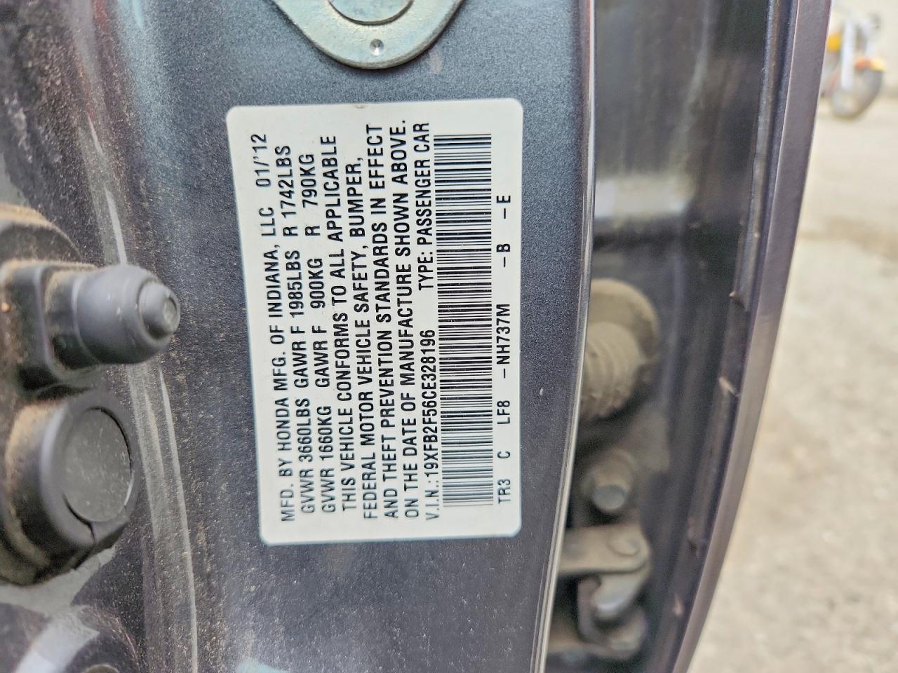 2012 HONDA CIVIC LX photo 23
