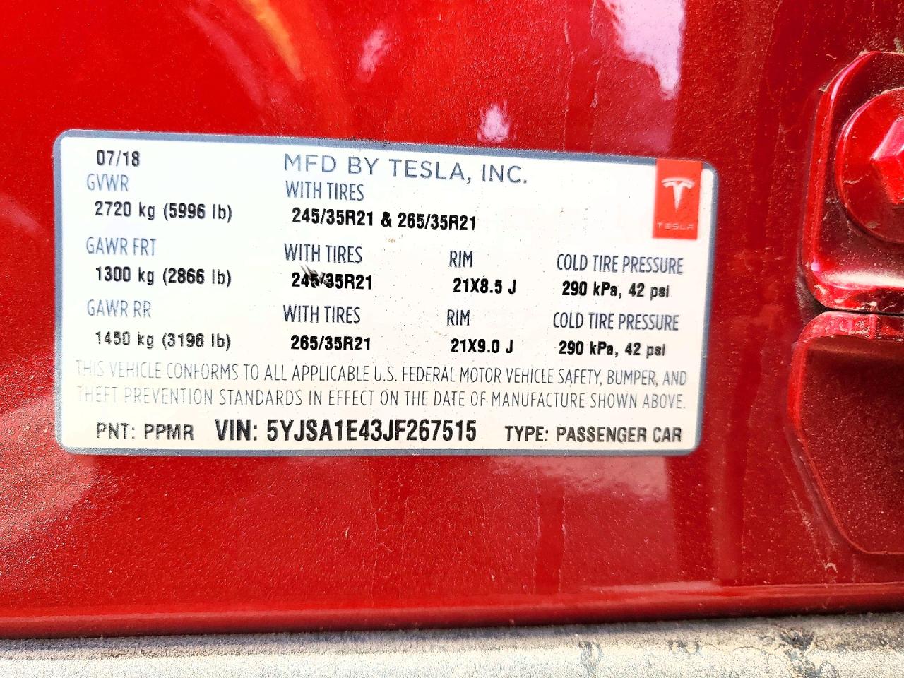 2018 TESLA MODEL S photo 23