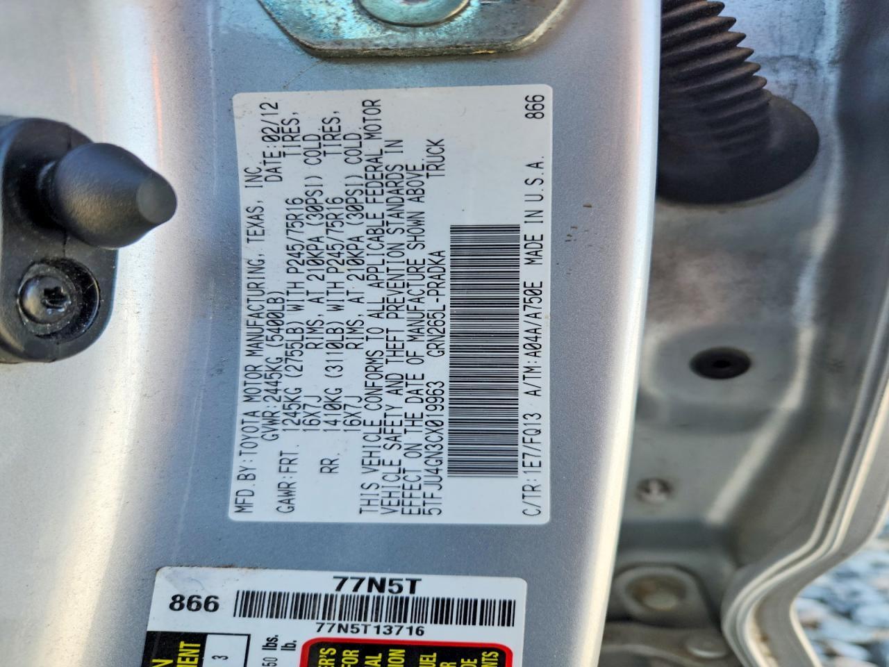 2012 TOYOTA TACOMA PRERUNNER V6 photo 34