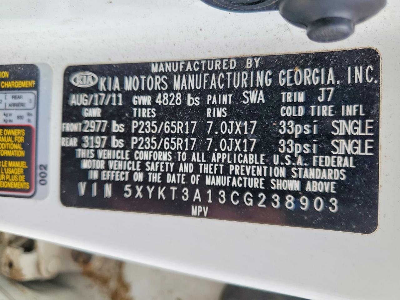 2012 KIA SORENTO LX photo 27