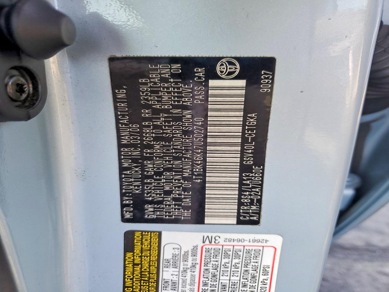 2007 TOYOTA CAMRY XLE V6 photo 34