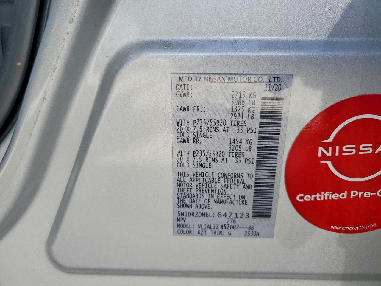 2020 NISSAN PATHFINDER PLATINUM photo 14