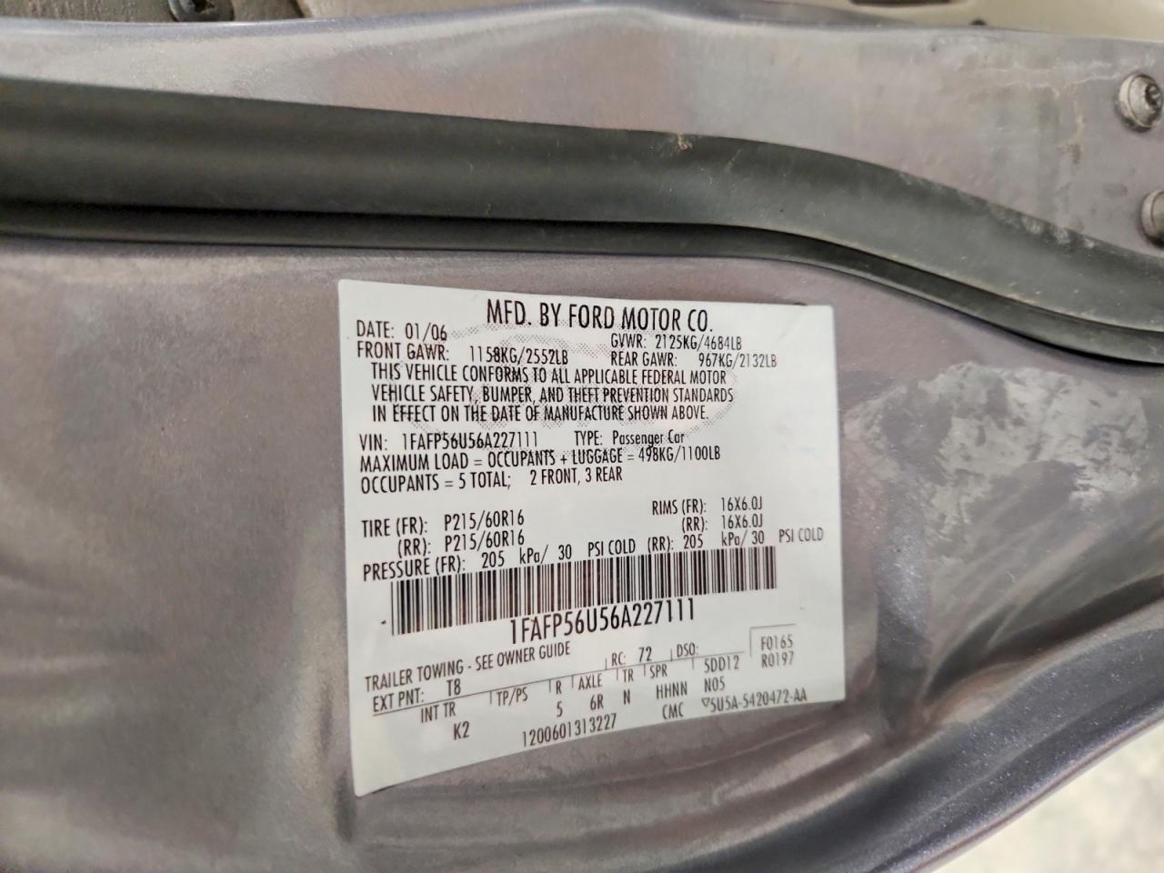 2006 FORD TAURUS SEL photo 23