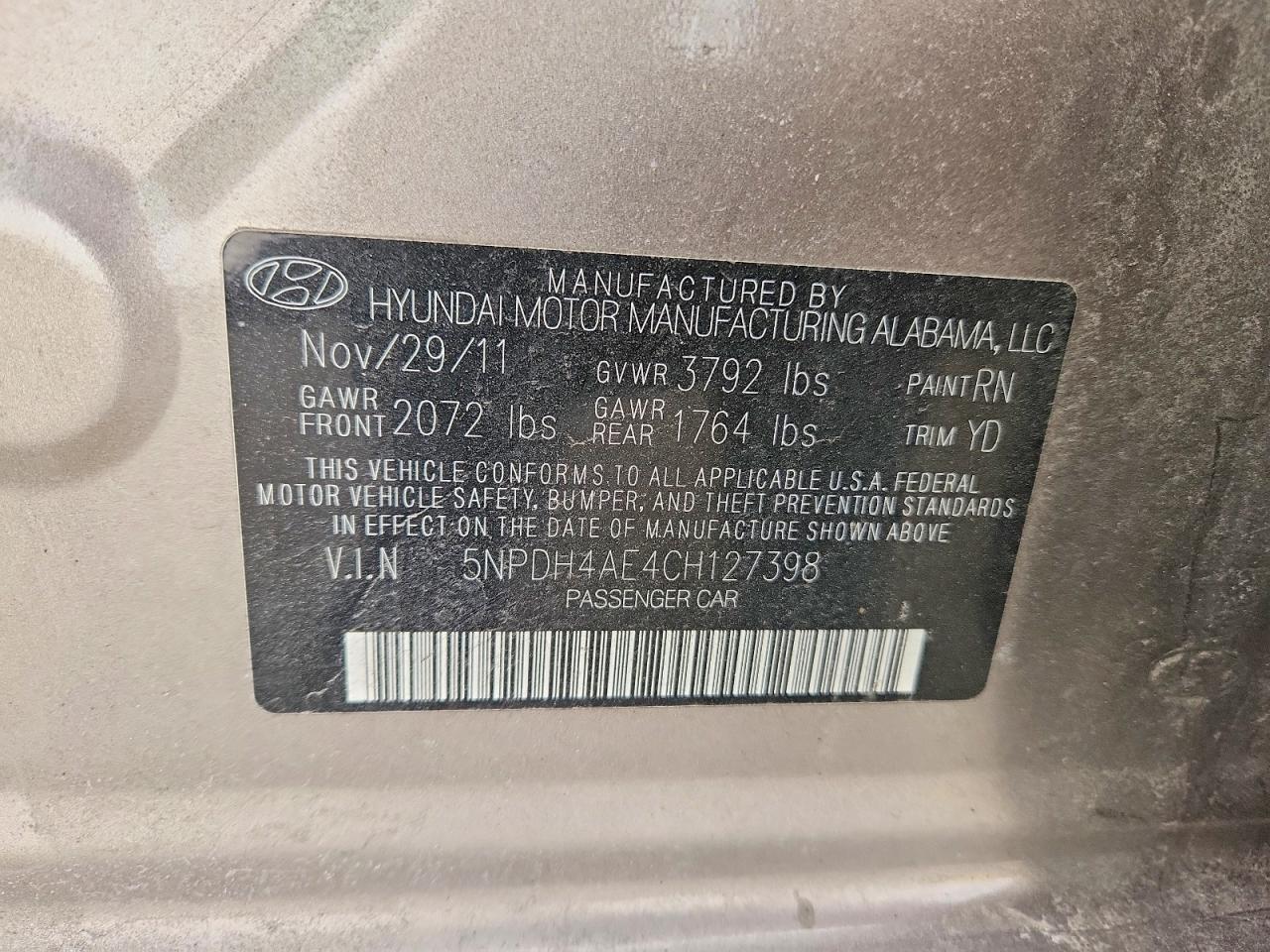 2012 HYUNDAI ELANTRA GLS photo 34