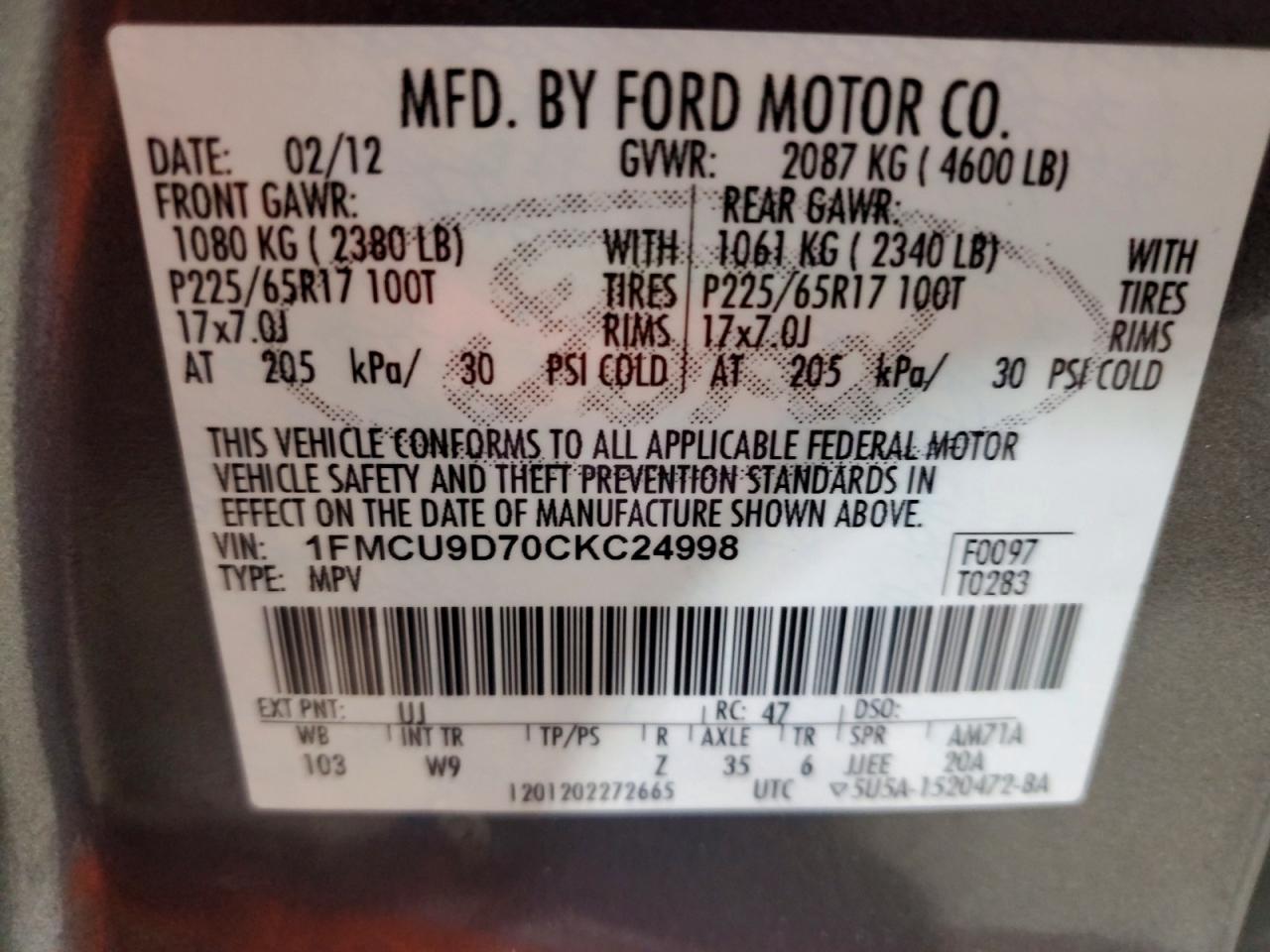2012 FORD ESCAPE XLT photo 25
