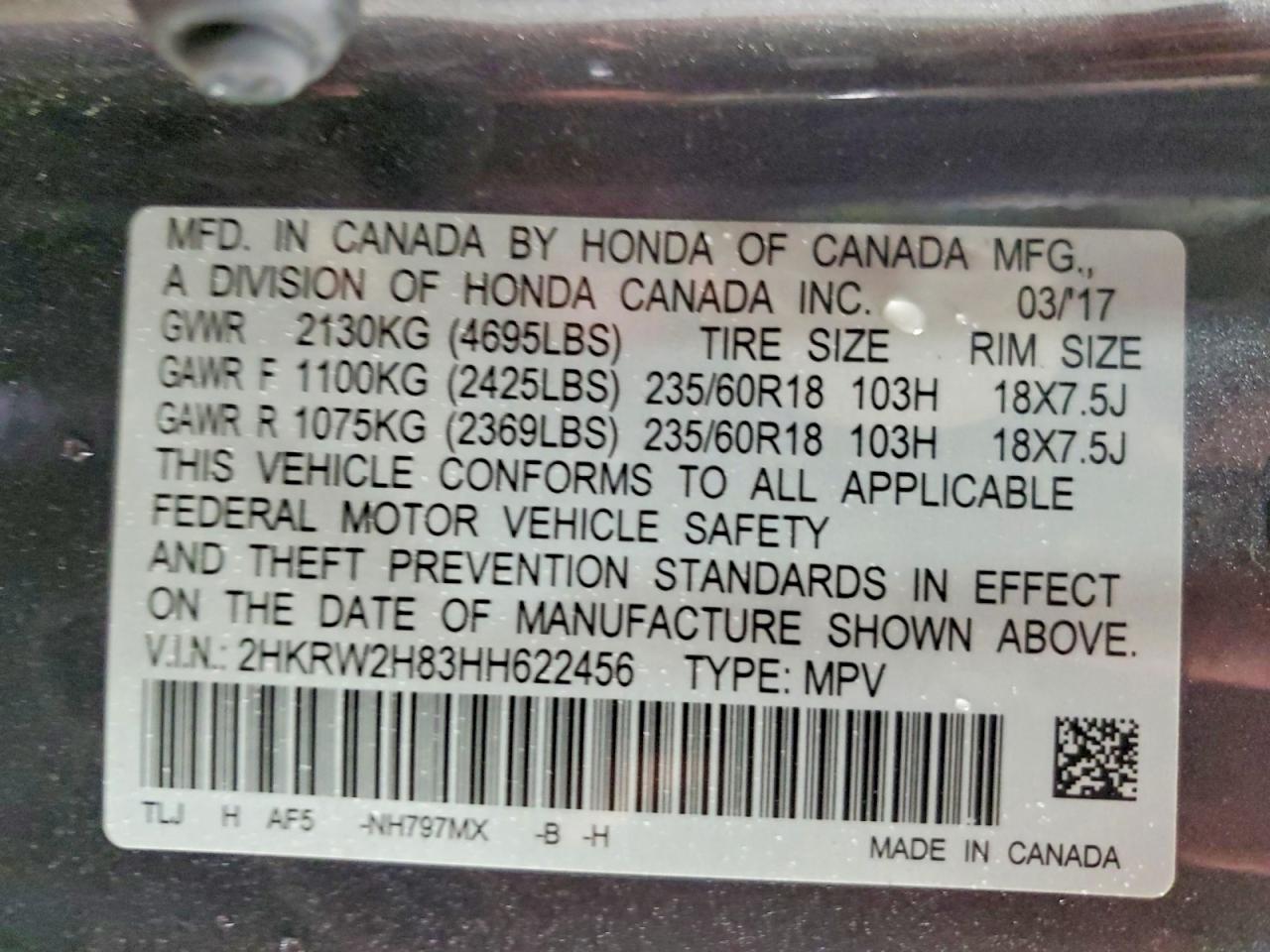 2017 HONDA CR-V EXL photo 37