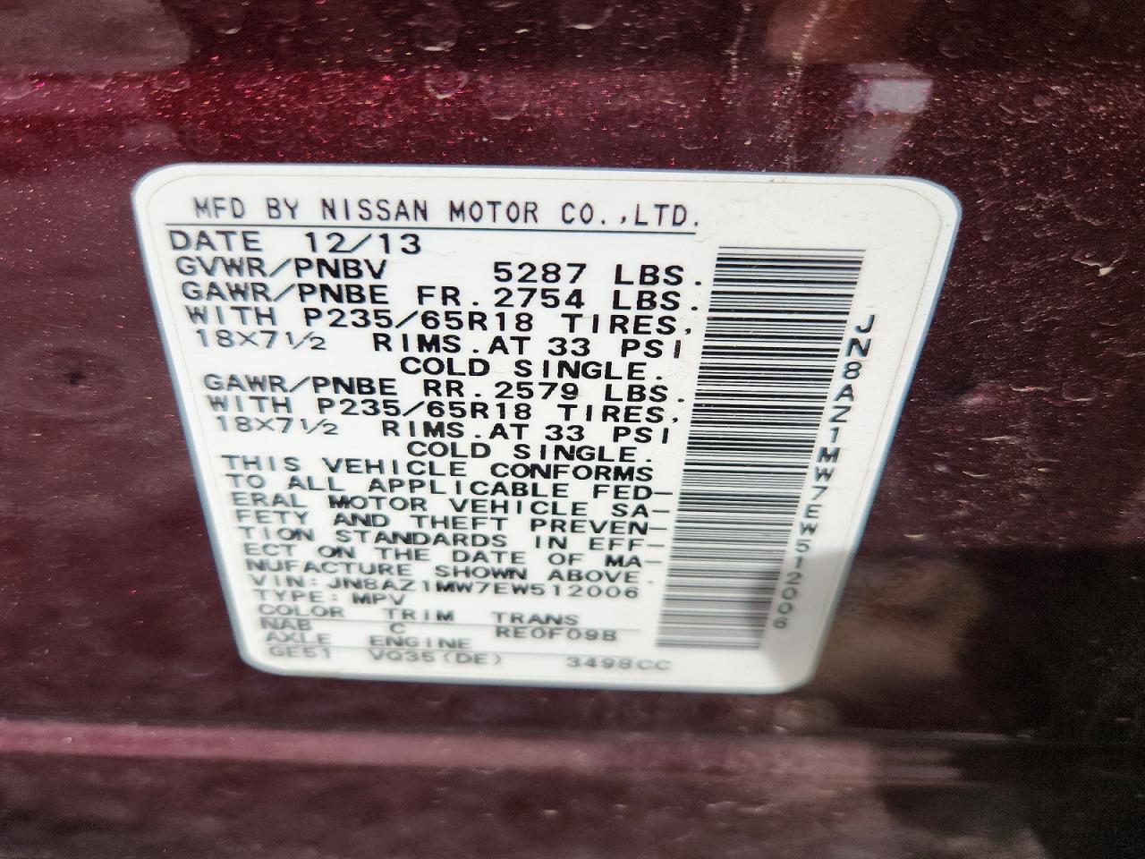2014 NISSAN MURANO SL photo 27
