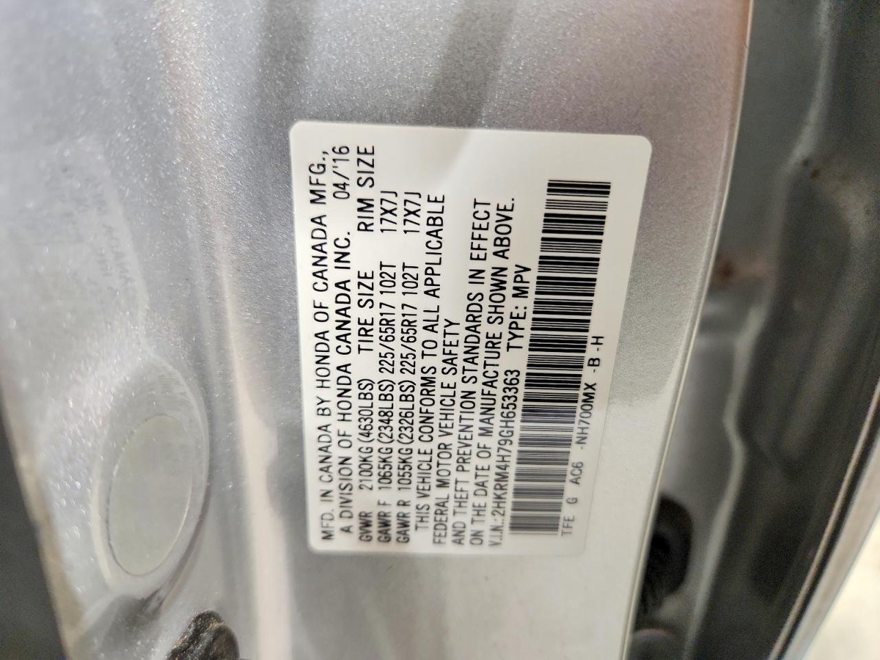2016 HONDA CR-V EXL photo 14