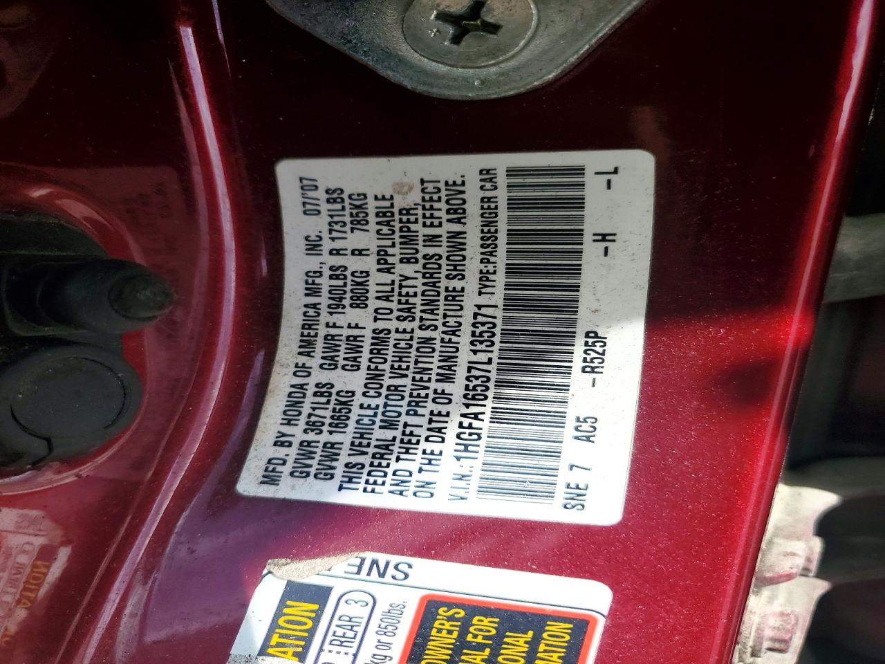 2007 HONDA CIVIC LX photo 34