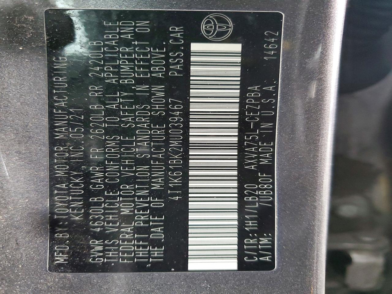 2021 TOYOTA CAMRY XSE photo 12