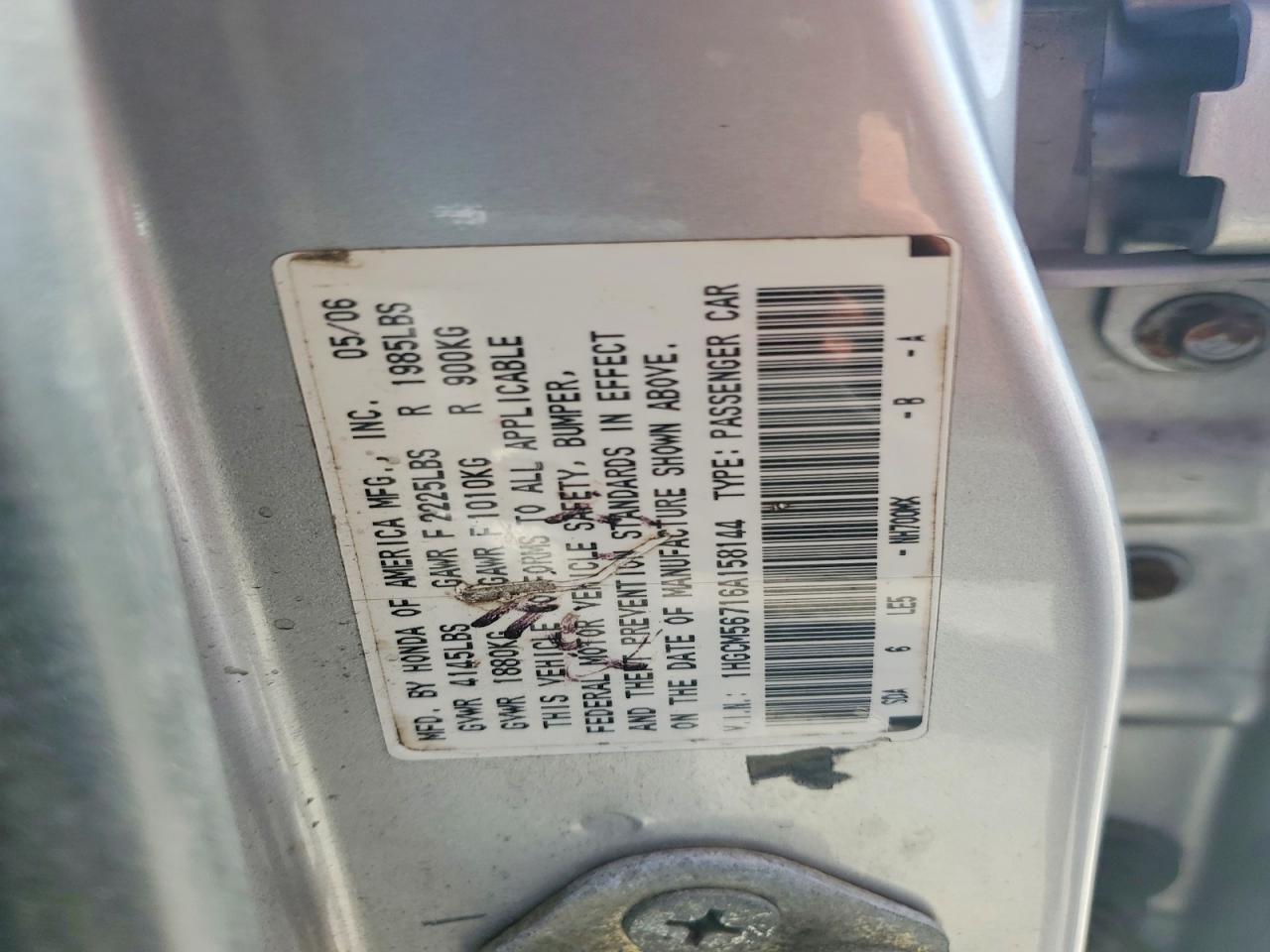 2006 HONDA ACCORD EX photo 23