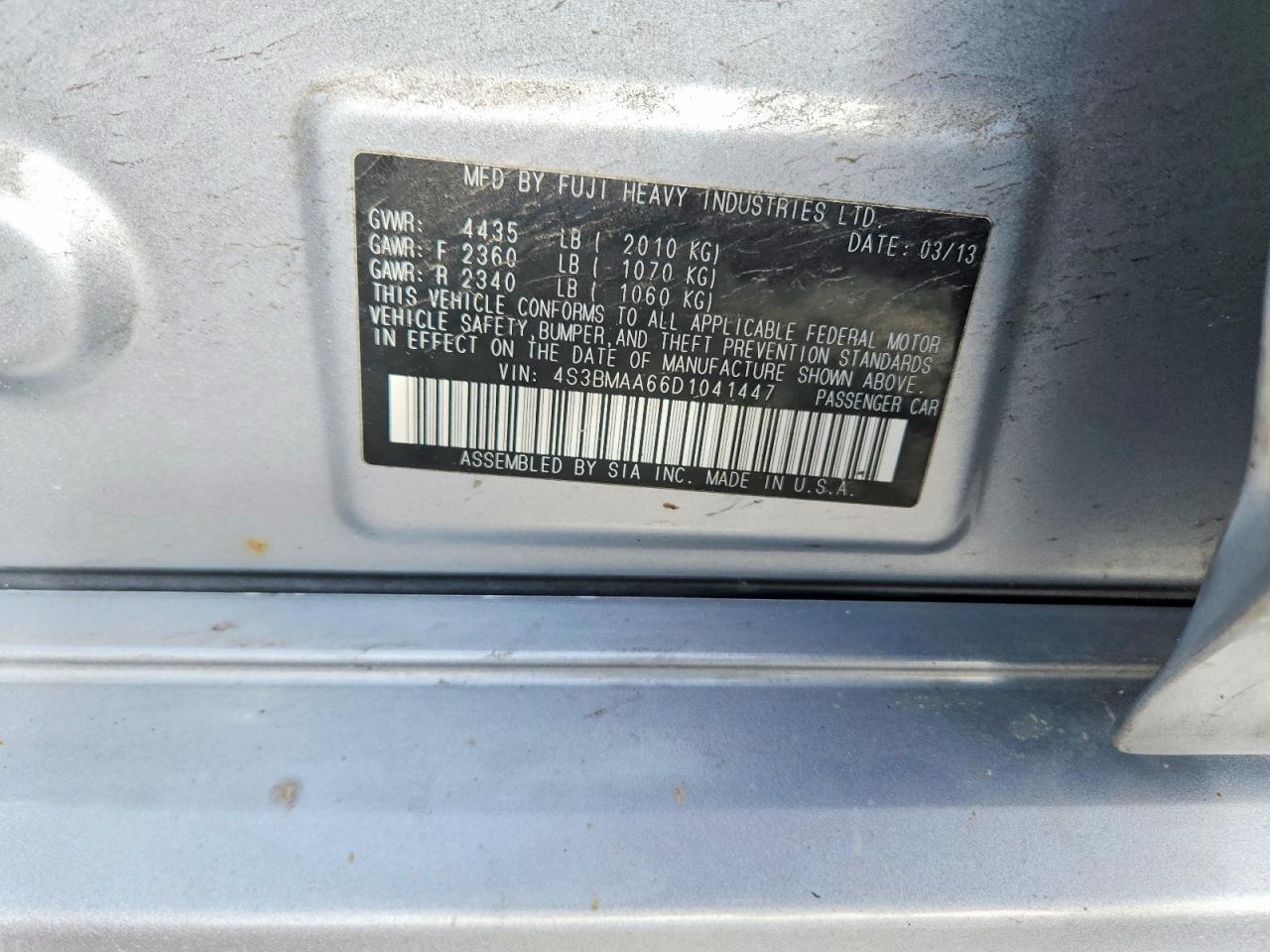 2013 SUBARU LEGACY 2.5I photo 12