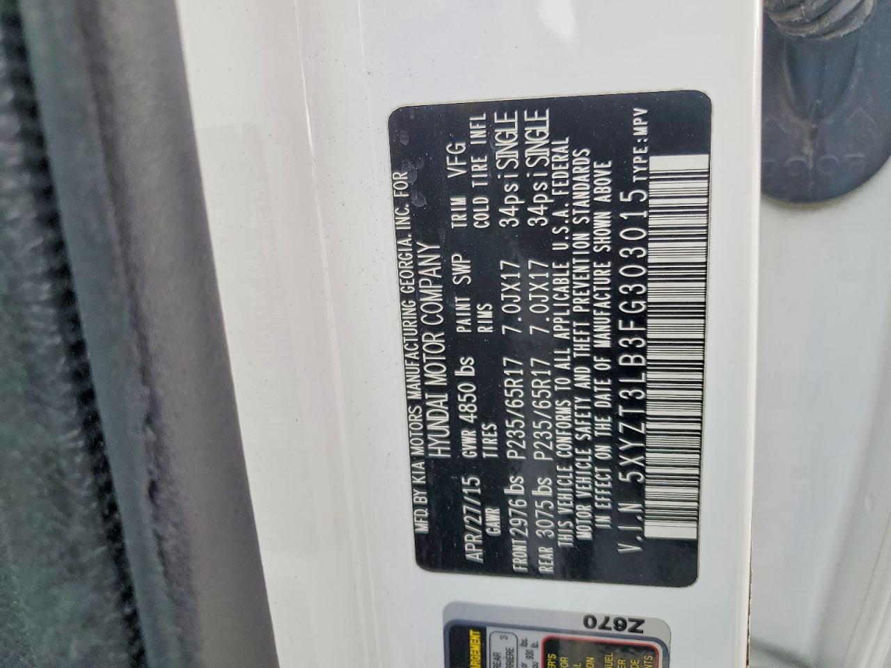 2015 HYUNDAI SANTA FE SPORT 2.4L photo 13