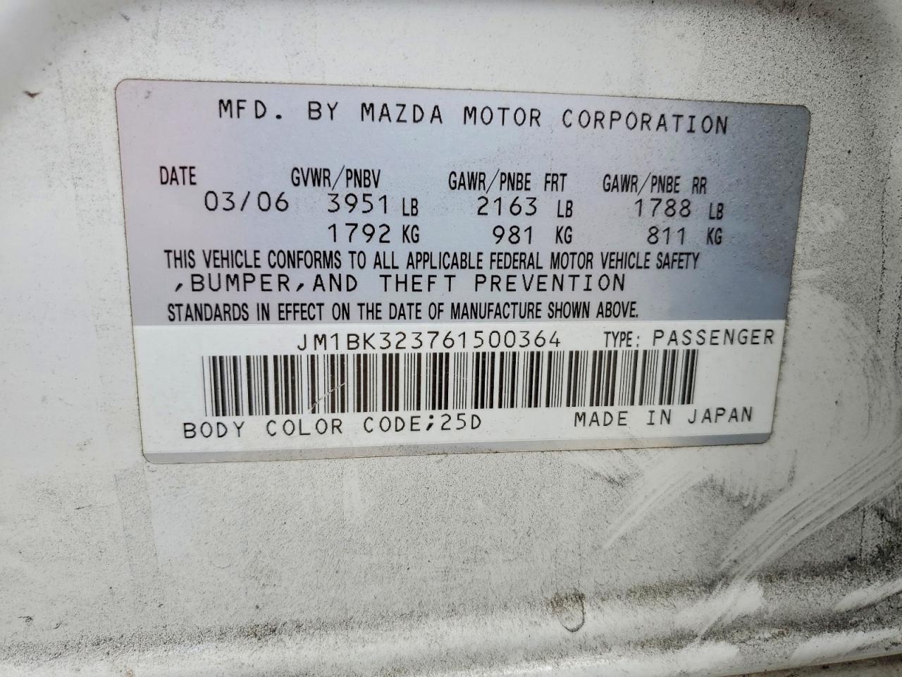 2006 MAZDA 3 S photo 23