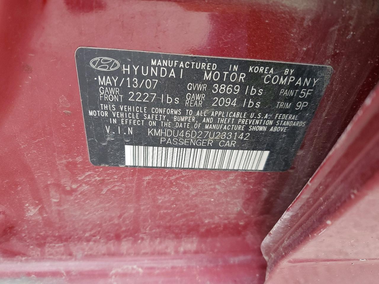 2007 HYUNDAI ELANTRA GLS photo 34